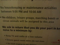 No marching bands or circus animals!