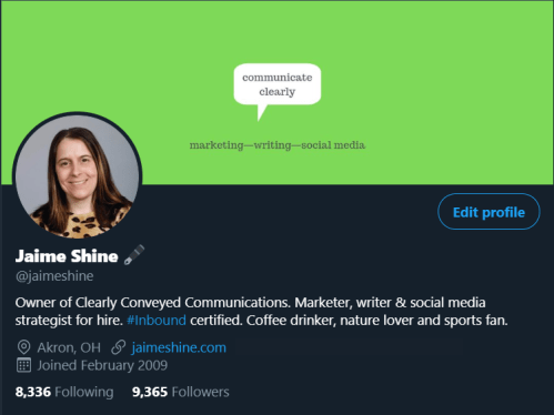 Jaime Shine | Clearly Conveyed Communications Twitter Profile
