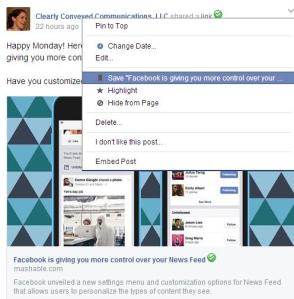 Facebook's Save feature
