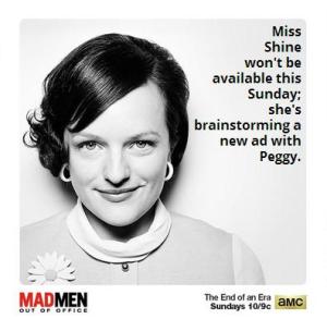 Sorry, CCC will be out of the office on Sunday evening -- watching Mad Men!