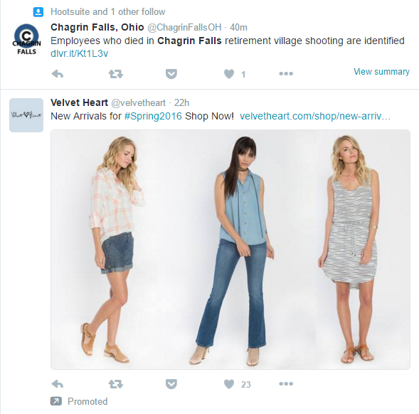 Velvet Heart Promoted Tweet