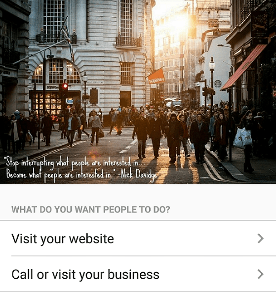 Choose your objectives when you promote a post on Instagram
