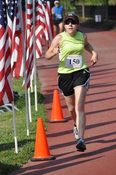 The author finishing a 5k