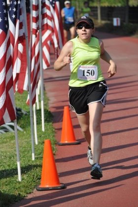 The author finishing a 5k