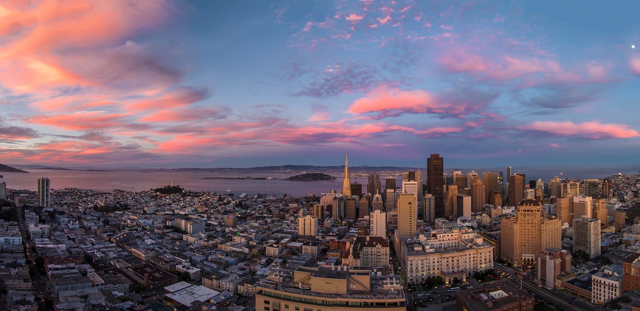 A San Francisco sunset captured by a drone