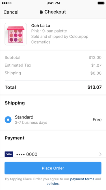 Place Order on Checkout by Instagram