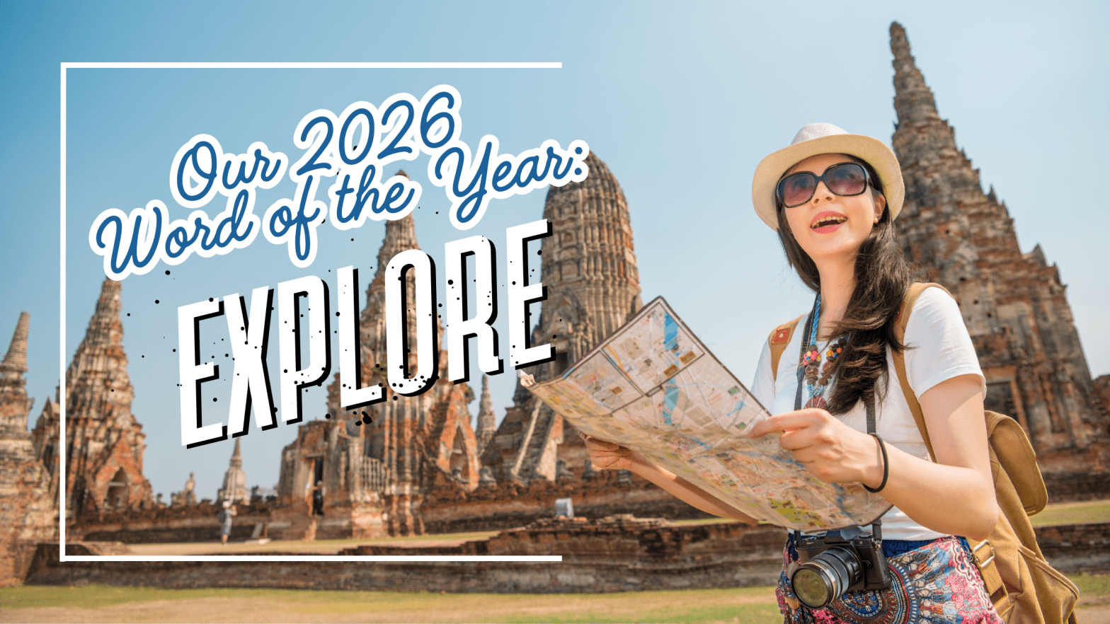 A woman explores a city while holding a map